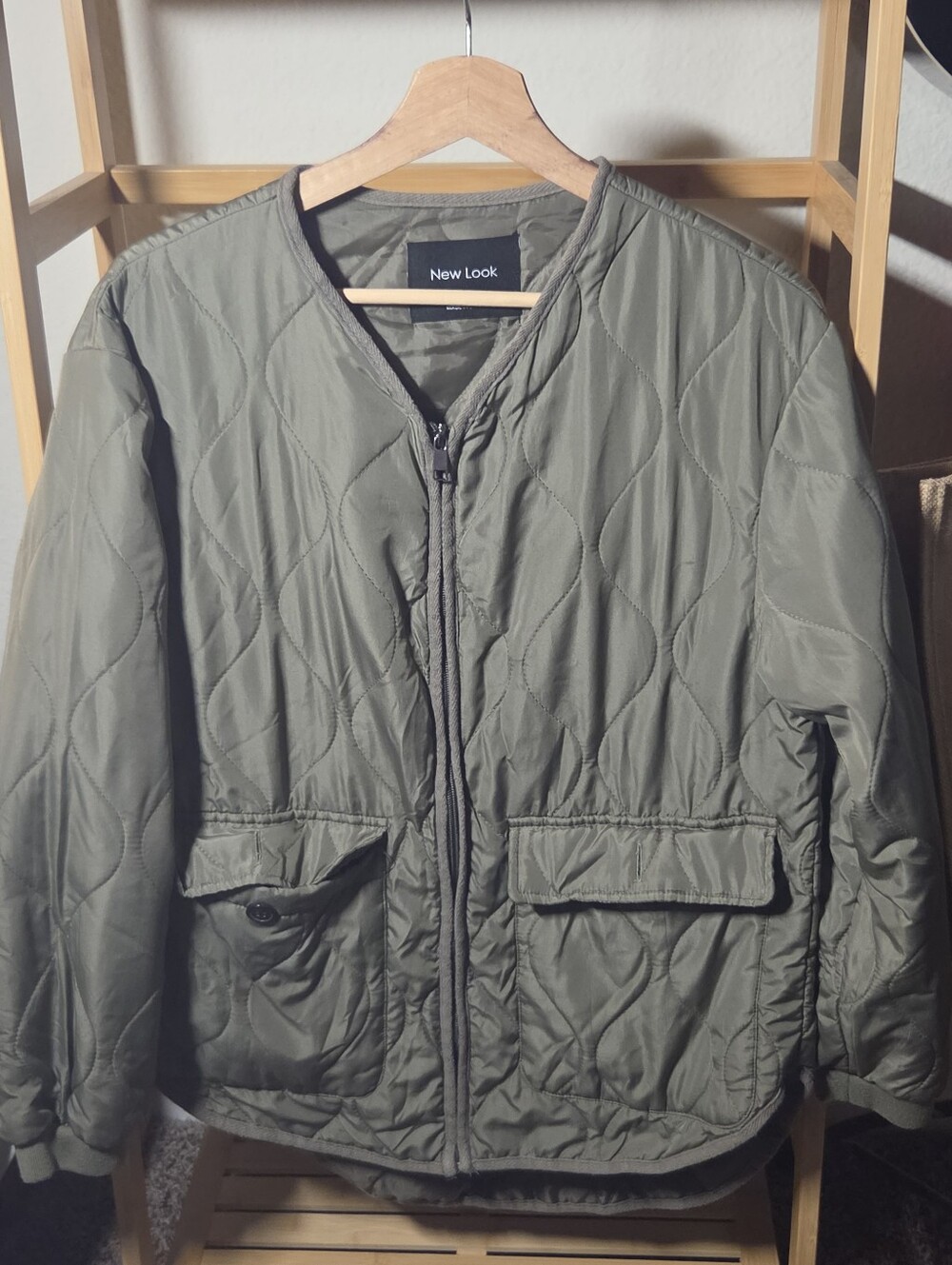 New Look Olive Green Onion Quilted Utility Jacket S